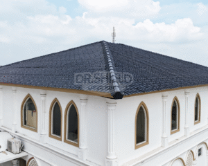 Pemasangan Atap UPVC DR.SHIELD RF 960 Tile ASA Black Olive pada Masjid Agung Syekh Quro