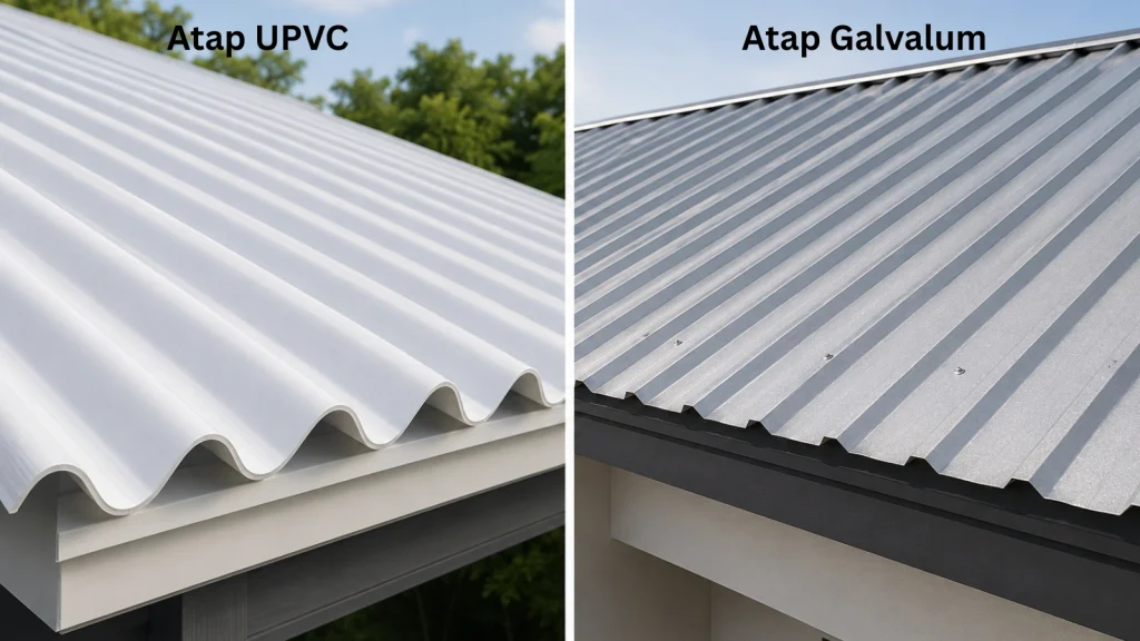 Gambar perbandingan atap UPVC dan atap Galvalum