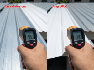 atap upvc vs galvalum tes suhu panas