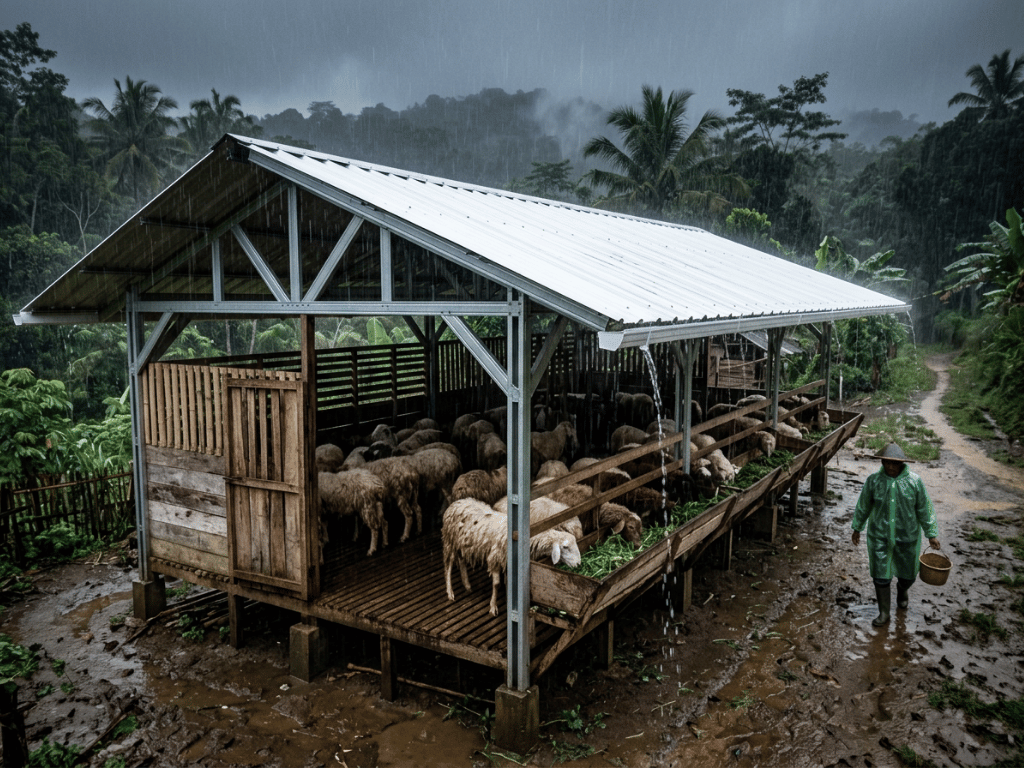 atap kandang ternak upvc single wall