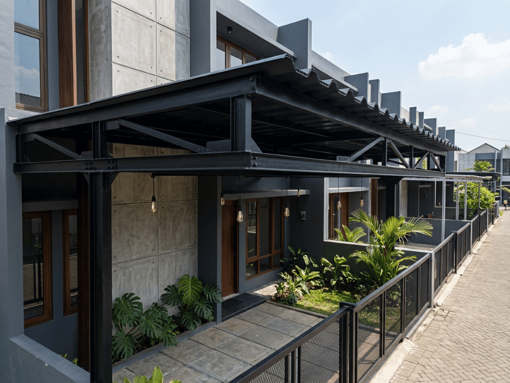 kanopi atap minimalis hitam