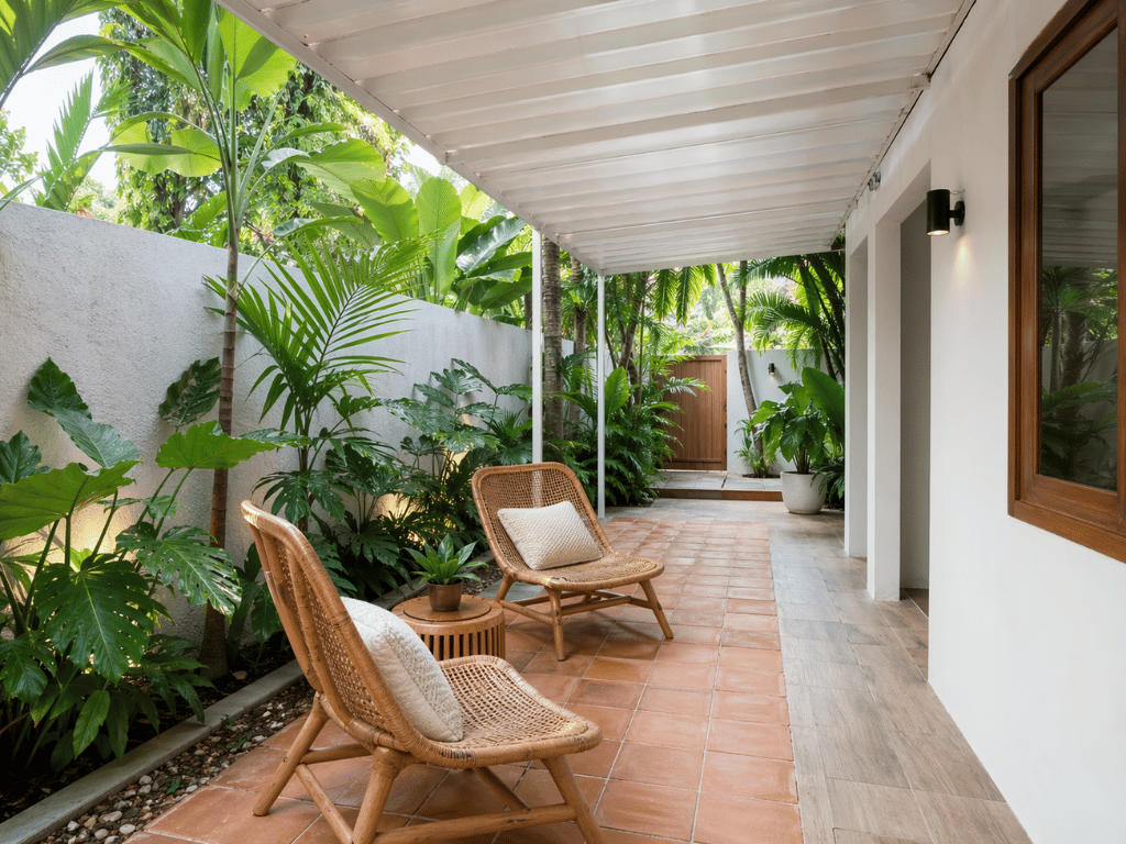 area santai outdoor dengan atap upvc