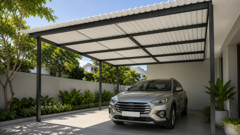 Atap upvc garasi terbuka