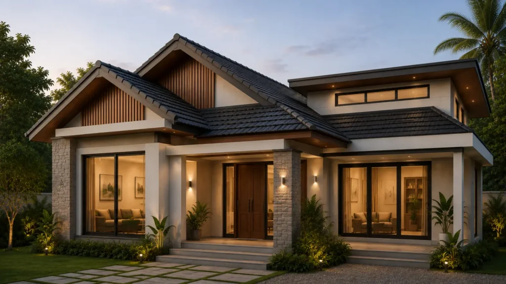 Rumah dengan atap kombinasi