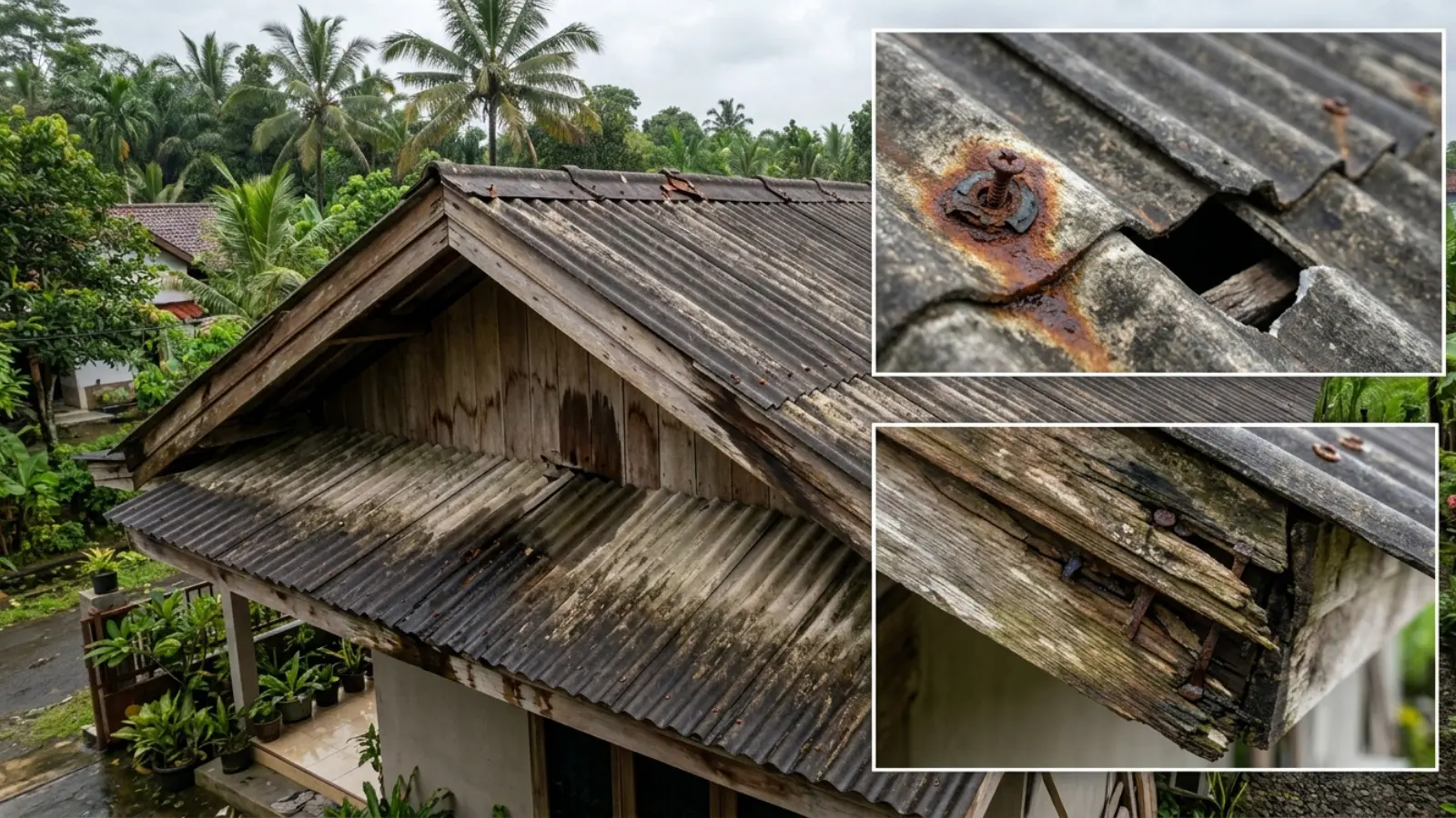 tanda atap rusak