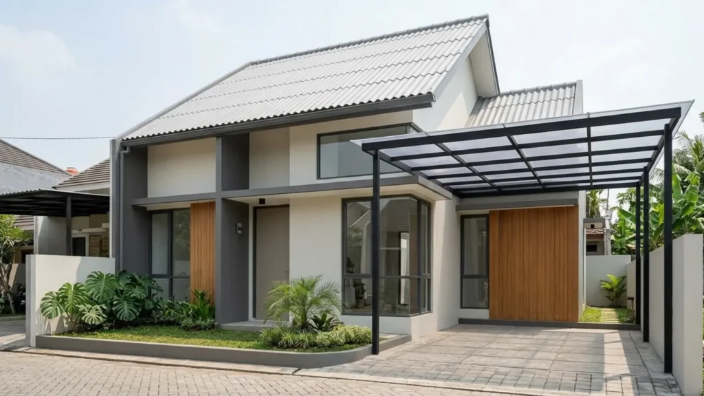 kombinasi atap UPVC dan polycarbonate