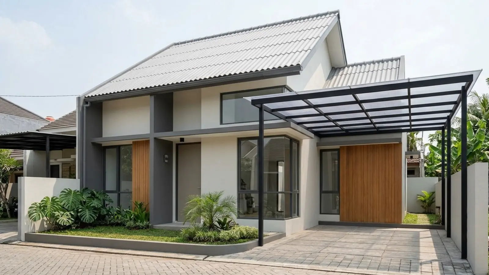kombinasi atap UPVC dan polycarbonate